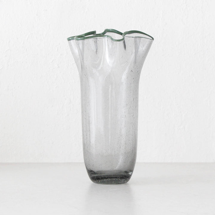 JARVIS GLASS VASE  |  LARGE  |  GREY + GREEN GLASS