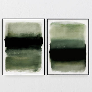 LBD EXCLUSIVE | CALDAS FRAMED CANVAS PRINT | SET OF 2 | 90CM X 120CM | GREEN + MINERAL + BLACK | BLACK FRAME