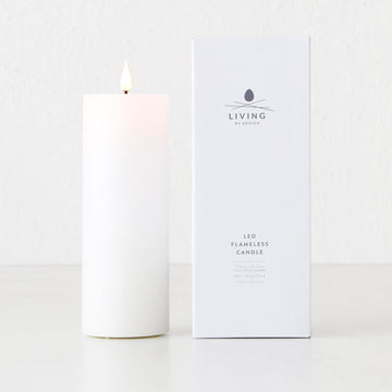 LBD EXCLUSIVE | LED FLAMELESS FLICKERING WAX CANDLE + REMOTE | WHITE | LARGE