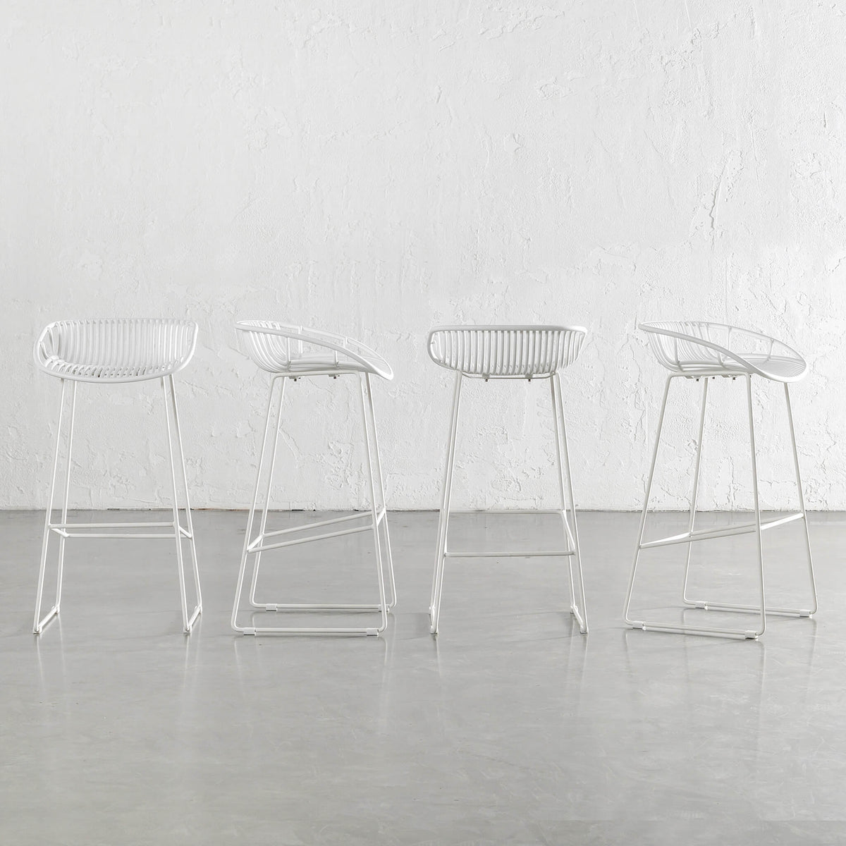 LEUCA MESH INDOOR/OUTDOOR BAR STOOL BUNDLE | GHOST WHITE