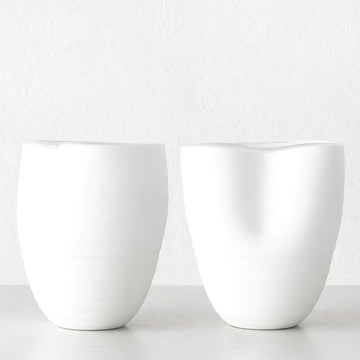 LIVING BY DESIGN EXCLUSIVE | BRAC GLASS VASE BUNDLE X2 | MEDIUM | MATTE WHITE GLASS