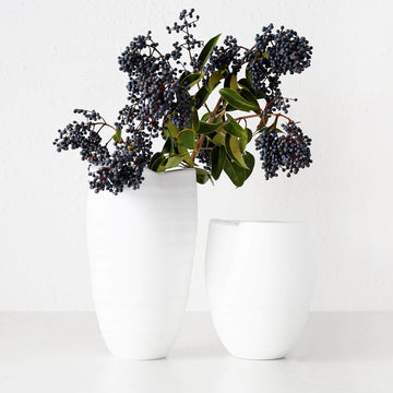 LIVING BY DESIGN EXCLUSIVE | BRAC GLASS VASE BUNDLE X2 | M + L | MATTE WHITE GLASS