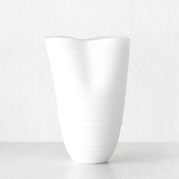 LIVING BY DESIGN EXCLUSIVE | BRAC GLASS VASE | LARGE | MATTE WHITE GLASS