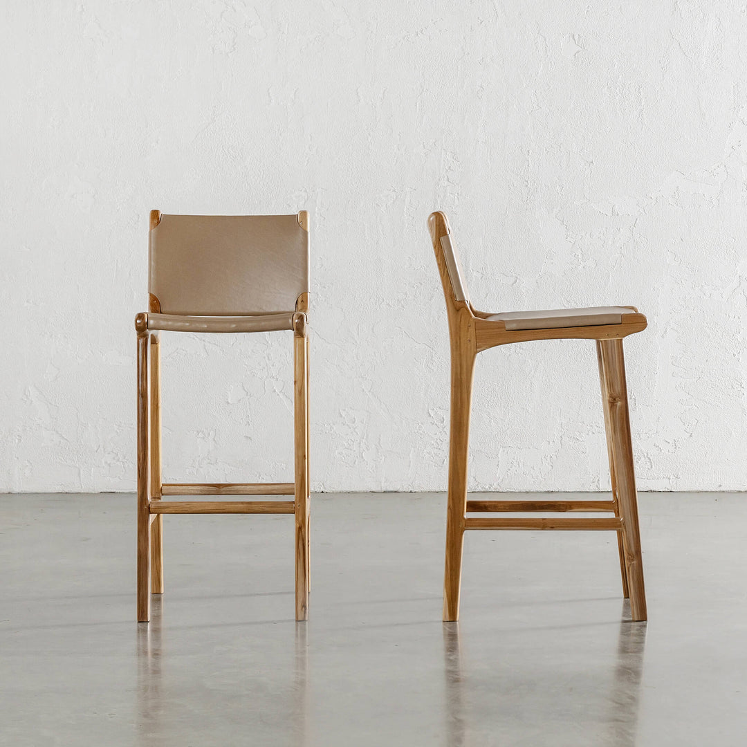 PRE ORDER  |  MALAND SOLID LEATHER BAR CHAIR  |  HIGH + LOW  |  LIGHT TAUPE LEATHER HIDE