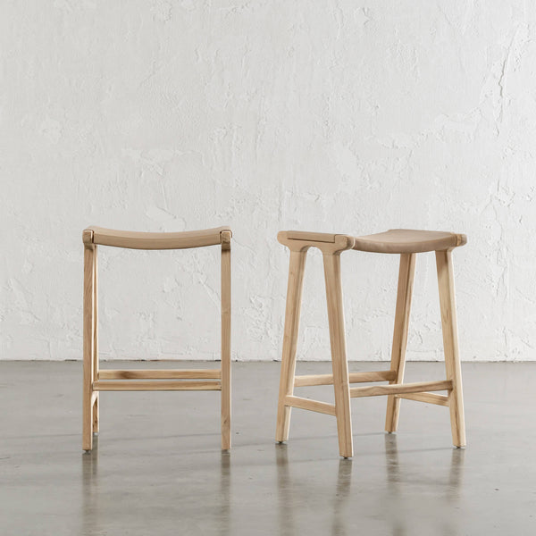 MALAND CONTEMPO SOLID HIDE LEATHER COUNTER STOOL | TOASTED ALMOND LEATHER HIDE