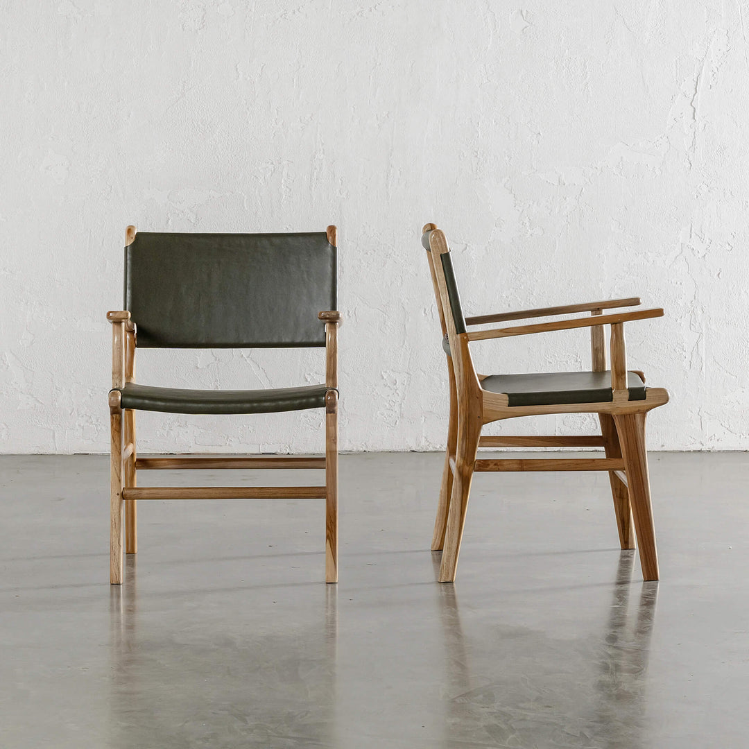 PRE ORDER  |  MALAND HIDE LEATHER CARVER CHAIR  |  OLIVE LEATHER HIDE