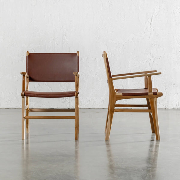 MALAND LEATHER HIDE CARVER CHAIR | TAN LEATHER HIDE