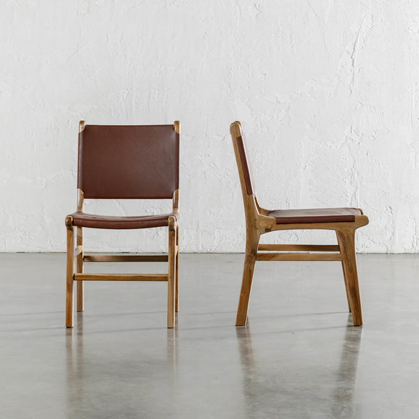 MALAND SOLID LEATHER HIDE DINING CHAIR | TAN LEATHER HIDE