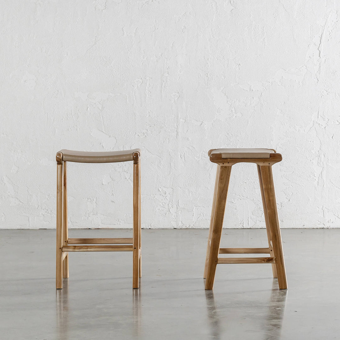PRE ORDER  |  MALAND HIDE LEATHER BAR STOOL  |  LIGHT TAUPE LEATHER HIDE