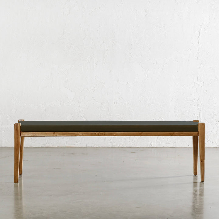 MALAND SOLID LEATHER BENCH  |  OLIVE LEATHER HIDE