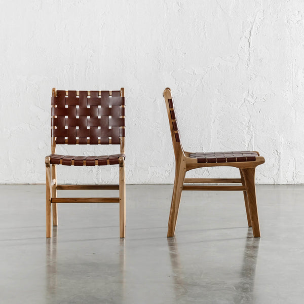 MALAND WOVEN LEATHER DINING CHAIR | BUNDLE + SAVE | TAN LEATHER HIDE