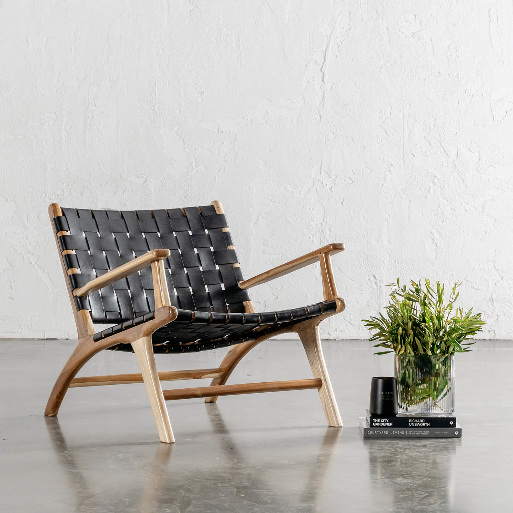 MALAND WOVEN LEATHER ARMCHAIR BLACK LEATHER HIDE – Living By Design