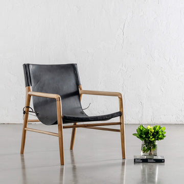 MALAND SLING LEATHER ARMCHAIR | BLACK LEATHER