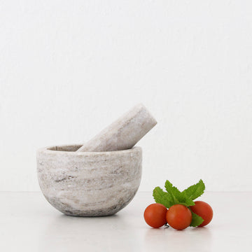 MARA MARBLE MORTAR + PESTLE | BEIGE MARBLE
