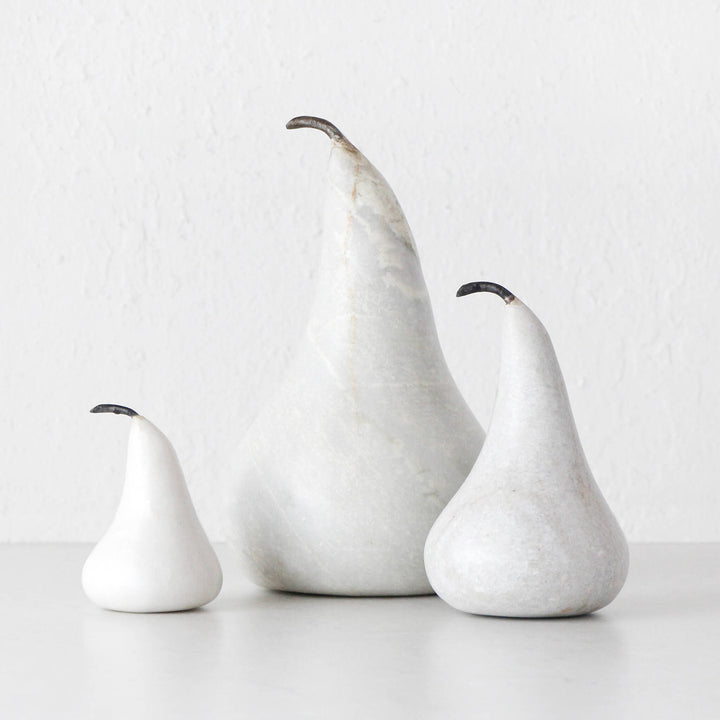 MARBLE PEAR | WHITE MARBLE | SET OF 3