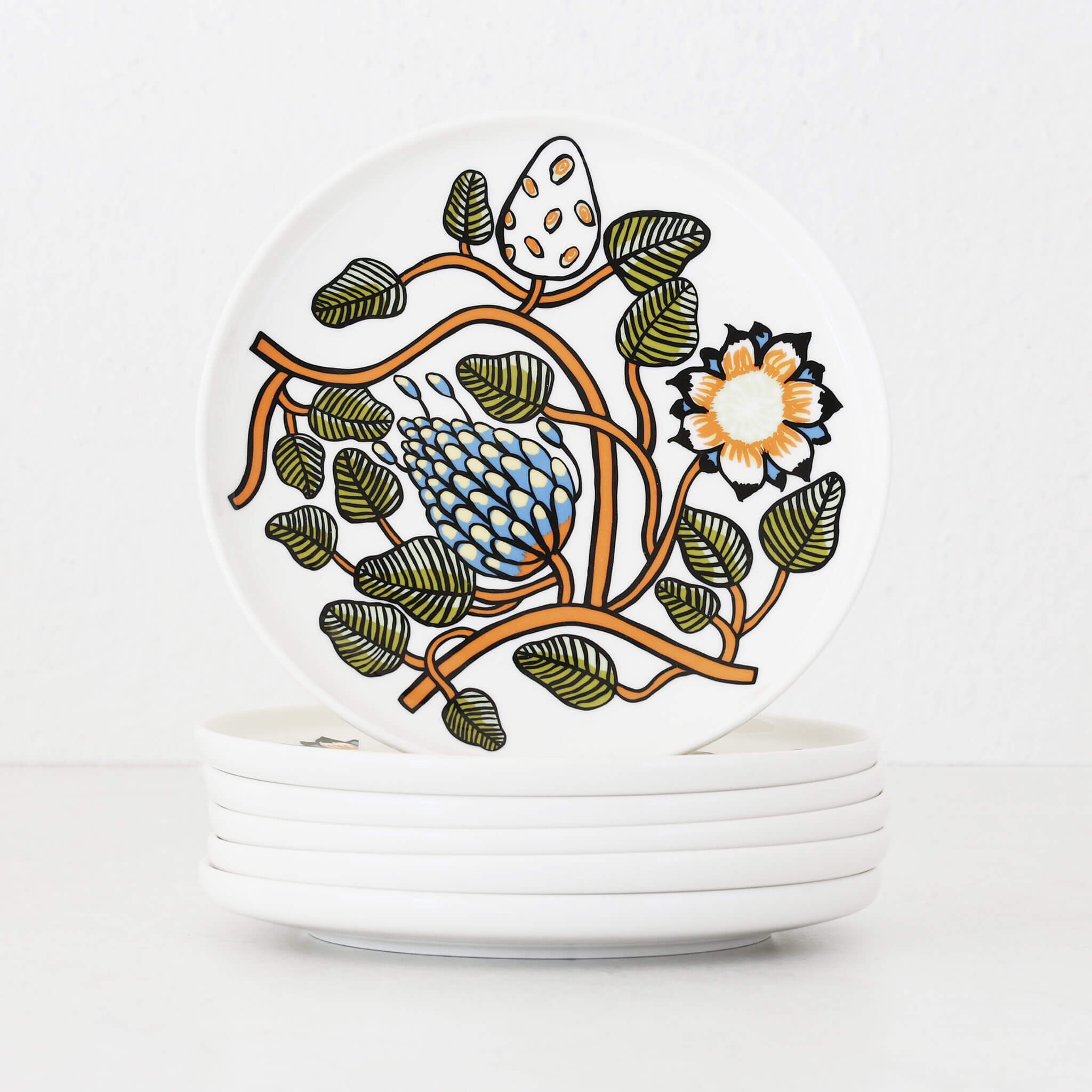 MARIMEKKO | TIARA OIVA PLATE 20CM BUNDLE X6 | WHITE + WARM ORANGE
