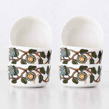 MARIMEKKO | TIARA OIVA BOWL 5DL BUNDLE X6 | WHITE + WARM ORANGE + GREEN