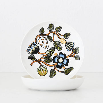 MARIMEKKO | TIARA OIVA DEEP PLATE 20.5CM BUNDLE X2 | WHITE + WARM ORANGE + GREEN