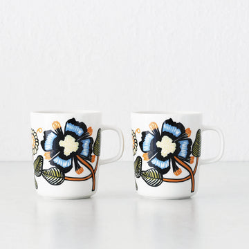 MARIMEKKO | TIARA OIVA MUG 2.5DL BUNDLE X2 | WHITE + WARM ORANGE + GREEN