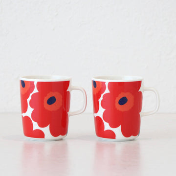 MARIMEKKO | UNIKKO COFFEE MUG 2.5DL | RED + WHITE | BUNDLE X2