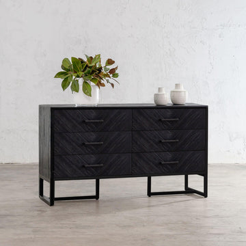 MAXIM HERRINGBONE CHEST OF DRAWERS | BLACK