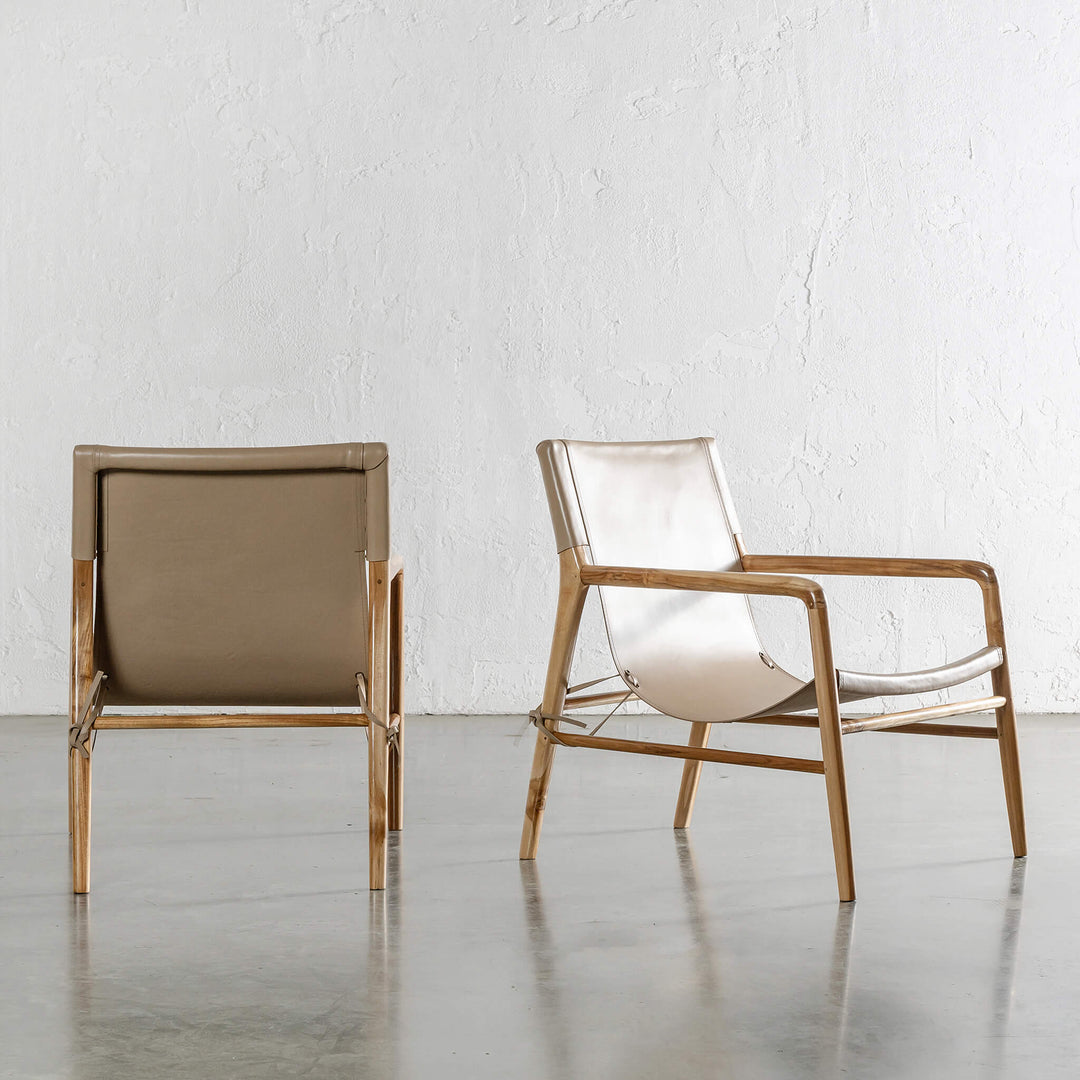 MALAND SLING LEATHER ARMCHAIR  |  LIGHT TAUPE LEATHER