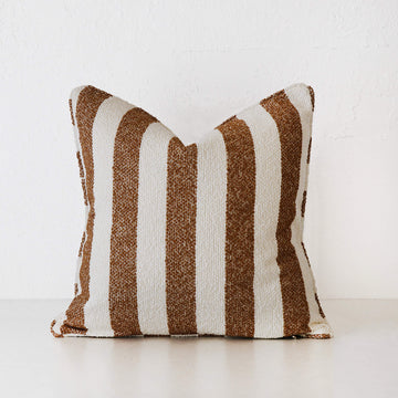 NAPOLI CUSHION | BURNT CARAMEL + BONE STRIPE | 40X60 | 50X50 | 60X60
