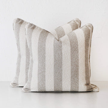 NAPOLI CUSHION BUNDLE X2 | 50X50 | PEBBLE BEIGE + BONE STRIPE