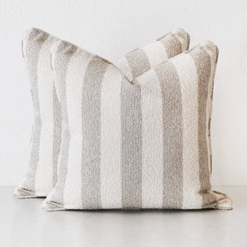NAPOLI CUSHION BUNDLE X2 | 60X60 | PEBBLE BEIGE + BONE STRIPE