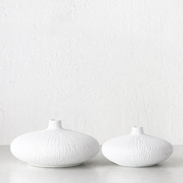 NEVE CERAMIC VASE BUNDLE X2 | M + L | NATURAL WHITE CERAMIC