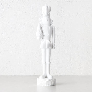 NUTCRACKER WITH TREE TABLE DECORATION | 46CM | WHITE RESIN