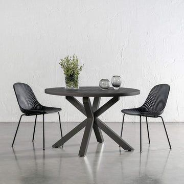 PALOMA OUTDOOR SLATTED DINING TABLE | ANTHRACITE ALUMINIUM | ROUND 120CM