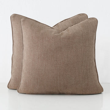PANTANO LINEN WEAVE CUSHION BUNDLE X2 | 60X60 | COCOA DUST