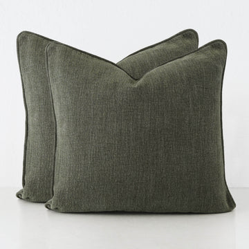 PANTANO LINEN WEAVE CUSHION BUNDLE X2 | 60X60 | DEEP FOREST GREEN
