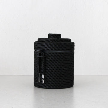 PAUME RATTAN ICE BUCKET + TONGS | BLACK