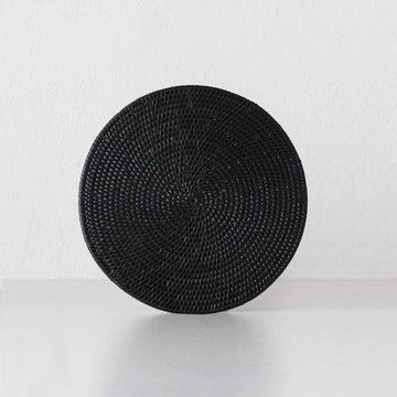 PAUME RATTAN ROUND PLACEMAT | BLACK | SET OF 6