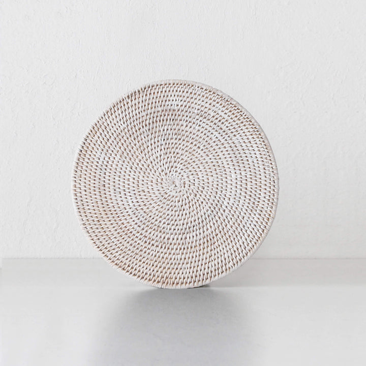 PAUME RATTAN ROUND PLACEMAT | WHITE WASH | SET OF 4