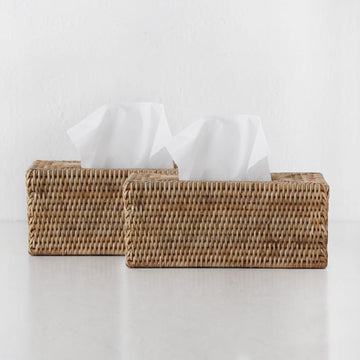 PAUME RATTAN TISSUE BOX COVER | RECTANGLE | NATURAL | BUNDLE X2