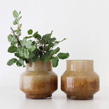 PRALI VASE BUNDLE X2 | MED 24CM | BURNT AMBER GLASS