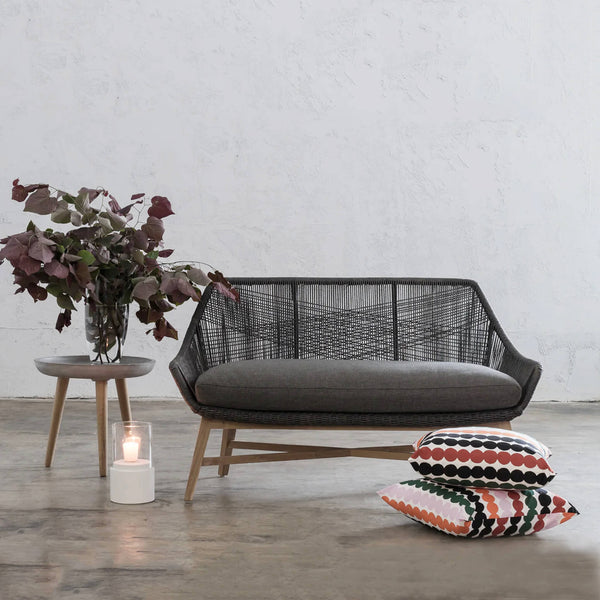 INIZIA WOVEN RATTAN INDOOR / OUTDOOR 2 SEAT SOFA | MONUMENT BLACK