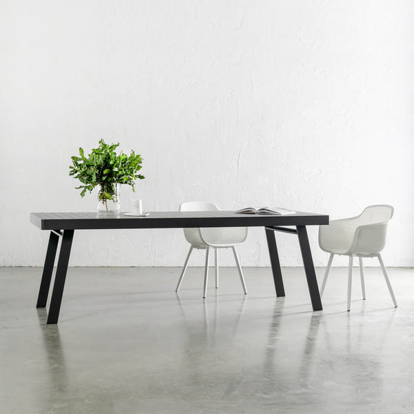PALOMA OUTDOOR SLATTED DINING TABLE | ANTHRACITE ALUMINIUM | 220CM