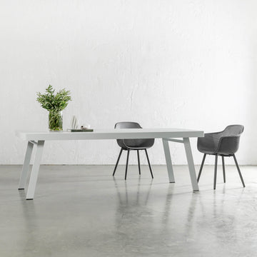 PALOMA OUTDOOR SLATTED DINING TABLE | WHITE ALUMINIUM | 220CM