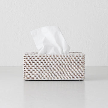 PAUME RATTAN TISSUE BOX COVER | RECTANGLE | WHITE WASH