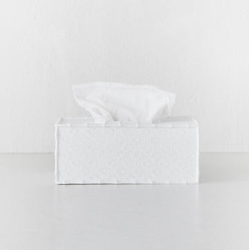 RAFFLES TISSUE BOX COVER | RECTANGLE | WHITE WEAVE