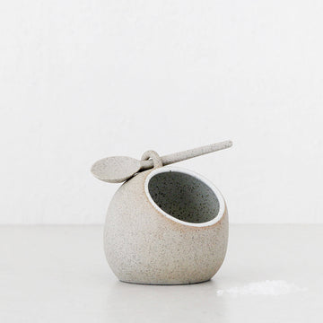 ROBERT GORDON | SALT PIG JAR + SPOON SET | GARDEN TO TABLE | NATURAL STONEWARE