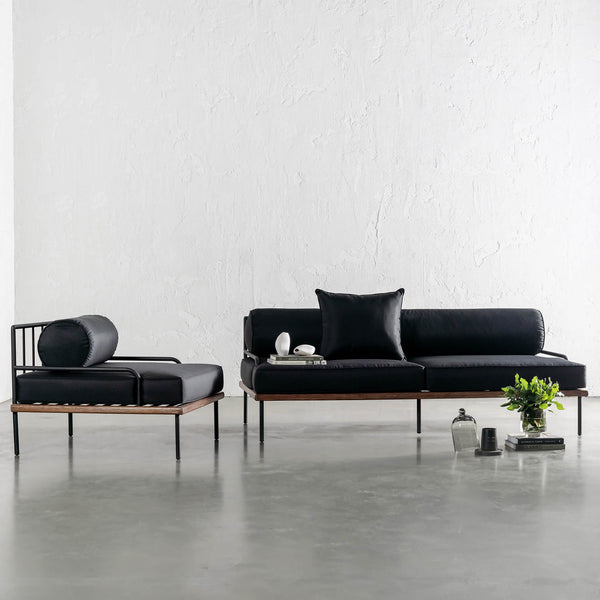 SAN ANDREAS 3 SEATER OUTDOOR SOFA + ARMCHAIR BUNDLE | BLACK NOIR + TEAK