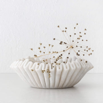 RUFFLE BOWL | 30CM | WHITE MARBLE