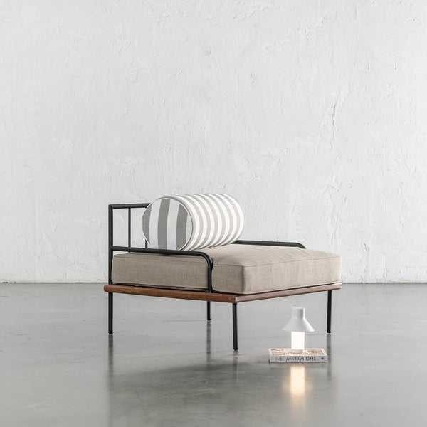 SAN ANDREAS OUTDOOR ARMCHAIR | BALSA STONE + WHITE SEASIDE STRIPE