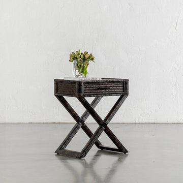 SAN AUGUSTINE RATTAN HERRING WEAVE | CROSS LEG BEDSIDE | NIGHT SKY RATTAN