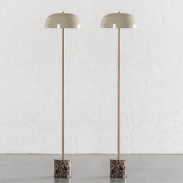 SAN LOURENCA MARBLE FLOOR LAMP BUNDLE X2 | 150CM | TAUPE SHADE + MOCHA MARBLE
